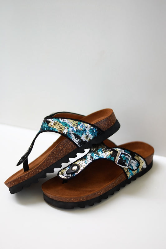 Jason Sandal Multi Blue Sequin