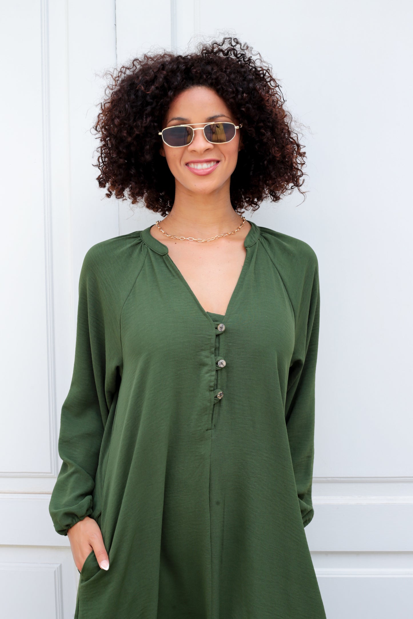 Spritzer Dress Deep Green