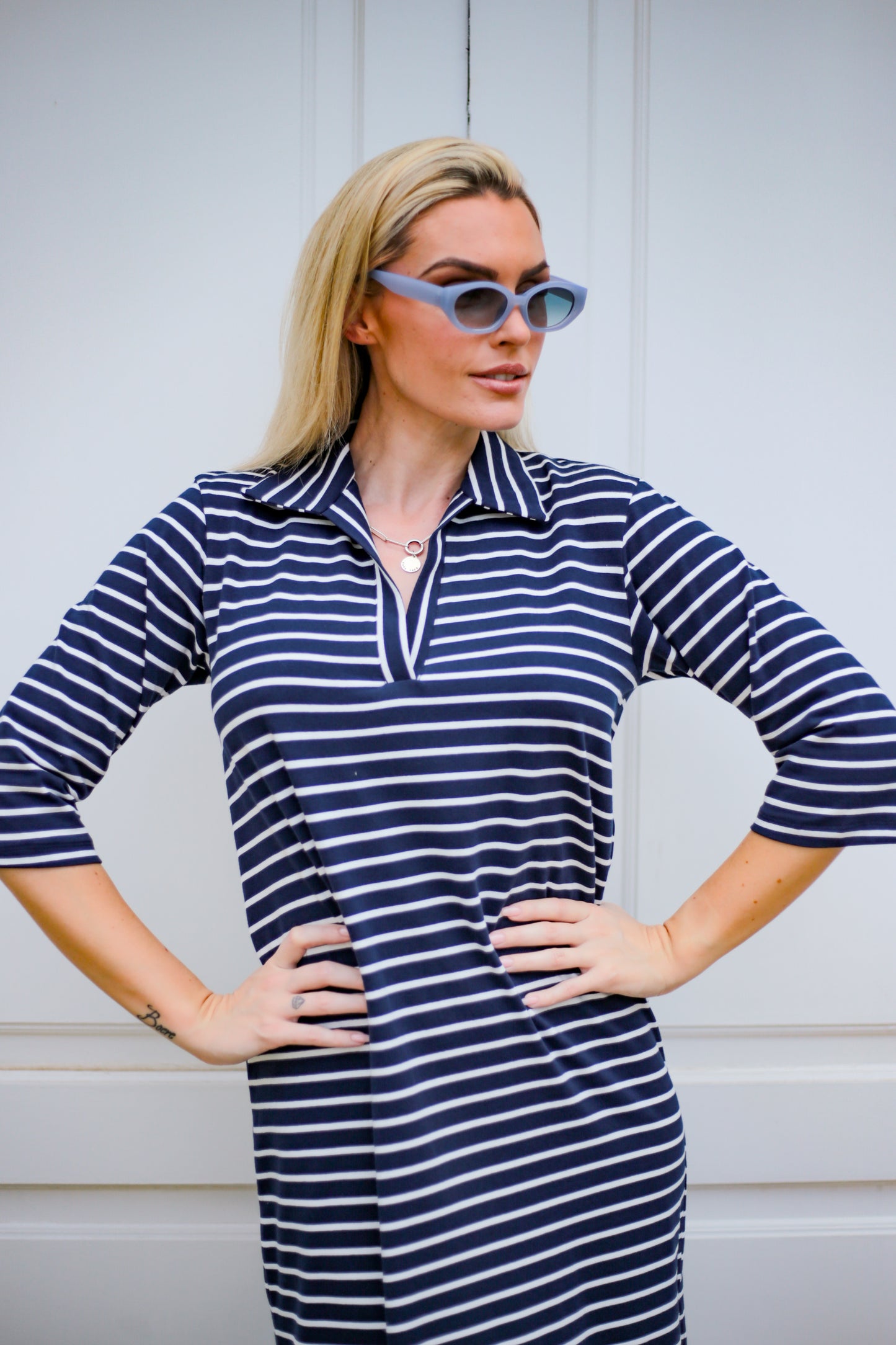 Kinsley Dress Navy/White