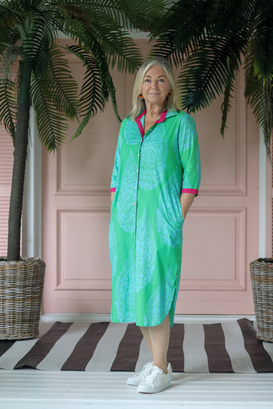 Alley Shirt Dress Green & Turquoise