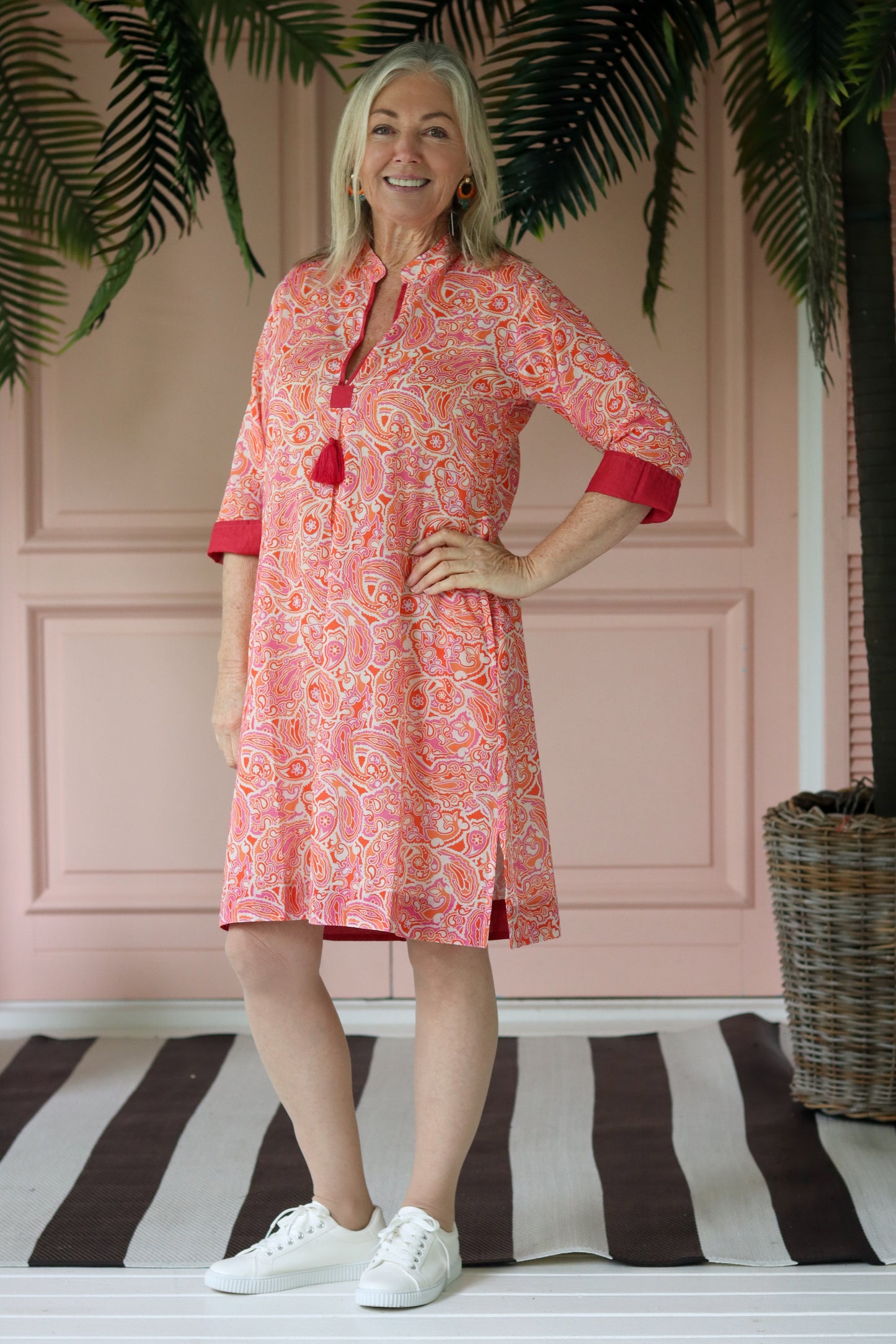 Tina Tassle Dress Orange & Pink