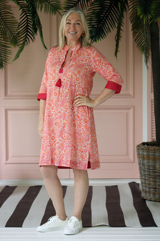 Tina Tassle Dress Orange & Pink