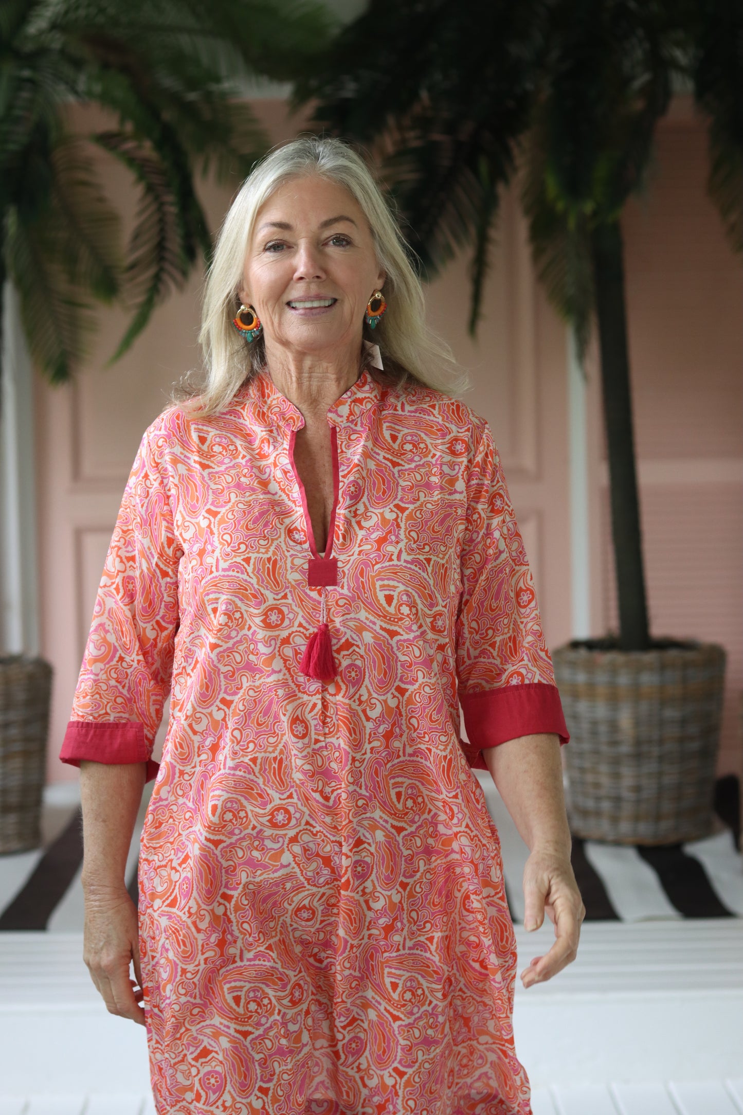 Tina Tassle Dress Orange & Pink