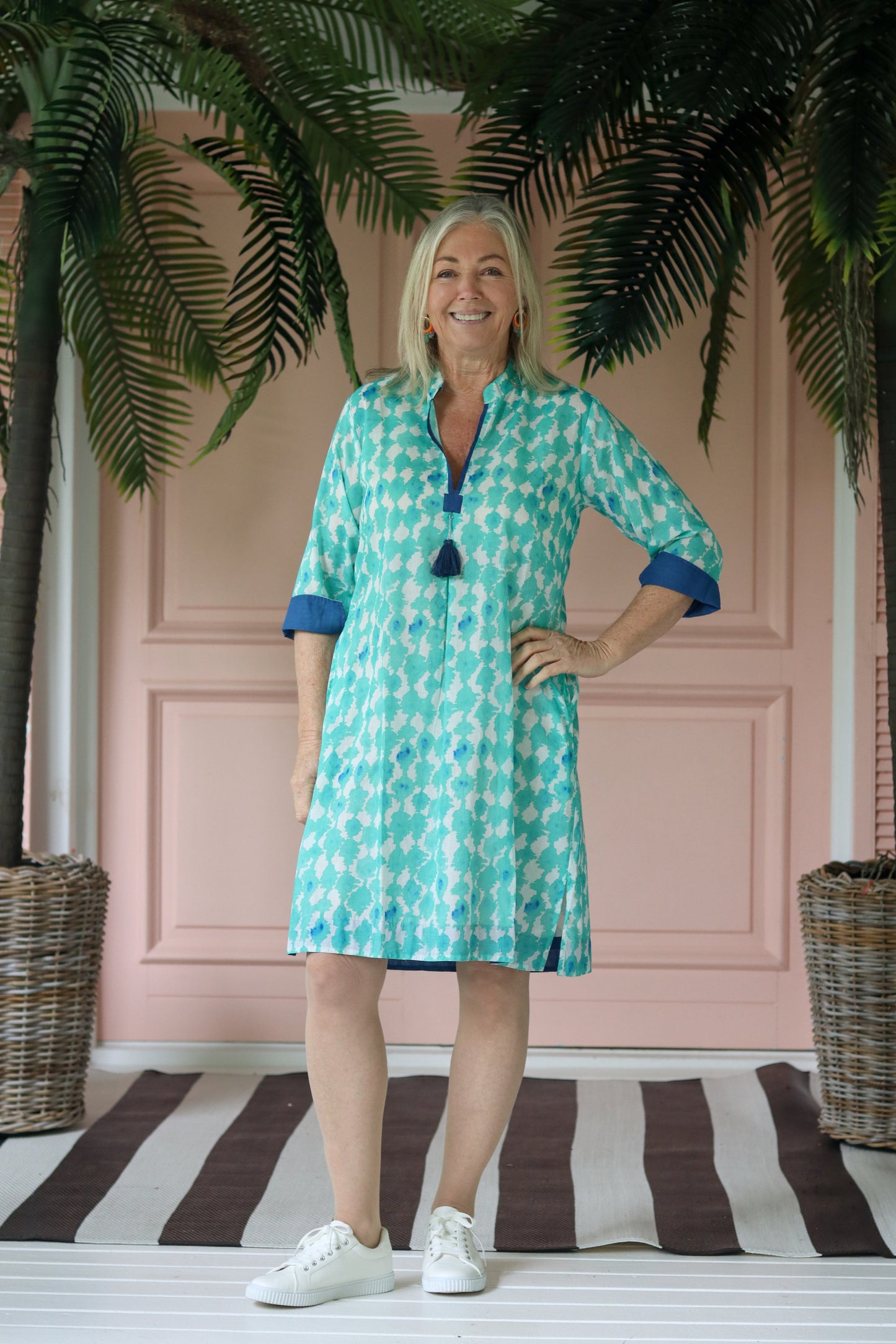 Tina Tassle Dress Blue & Green