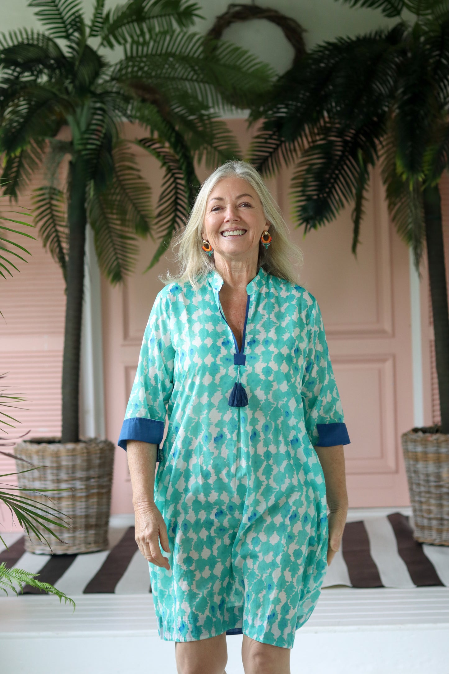 Tina Tassle Dress Blue & Green