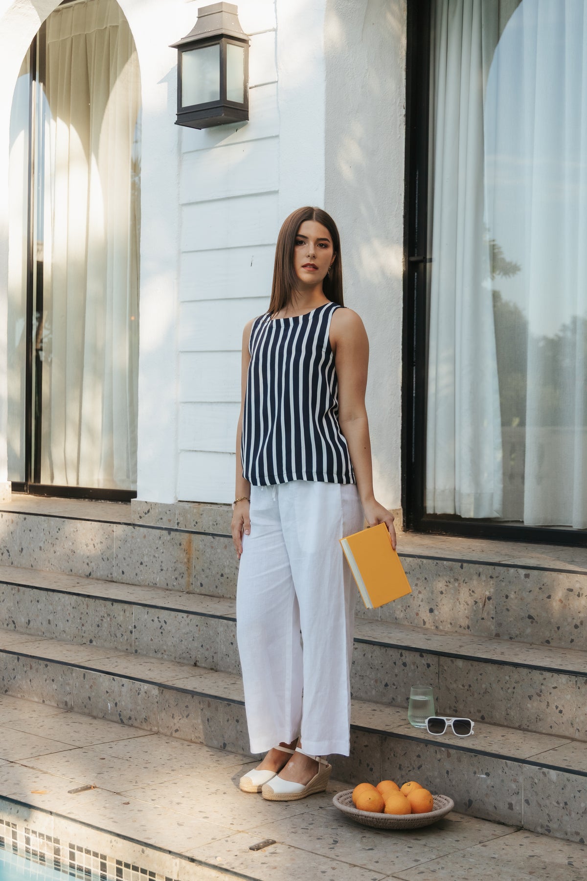 Cropped Riviera Pants White Linen