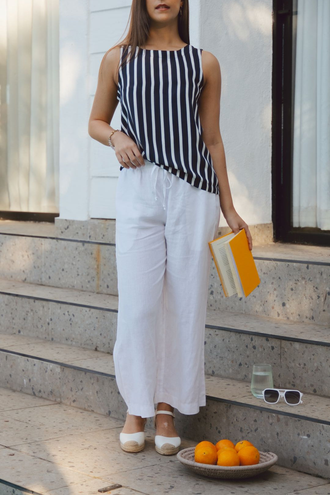 Capri Top Navy Stripe