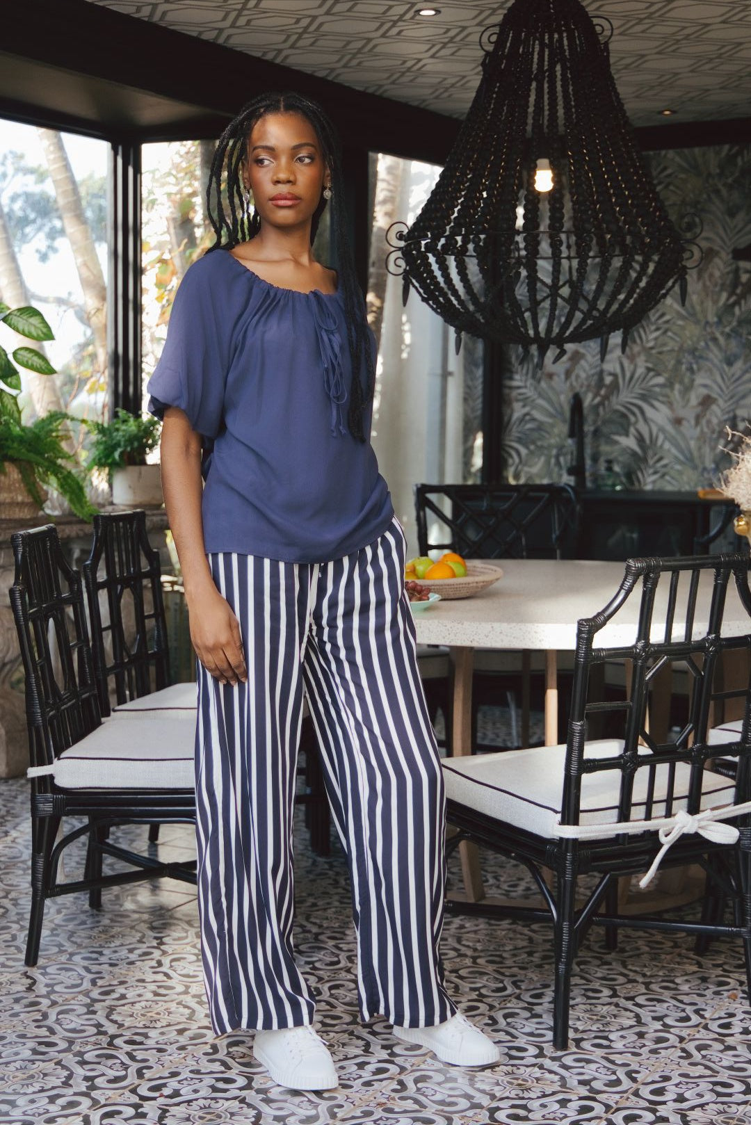 Resort Pants Navy Stripe