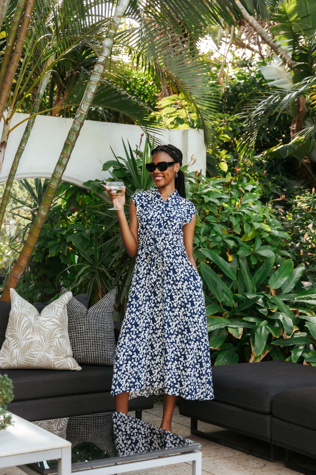 Sofia Dress Navy Splotch