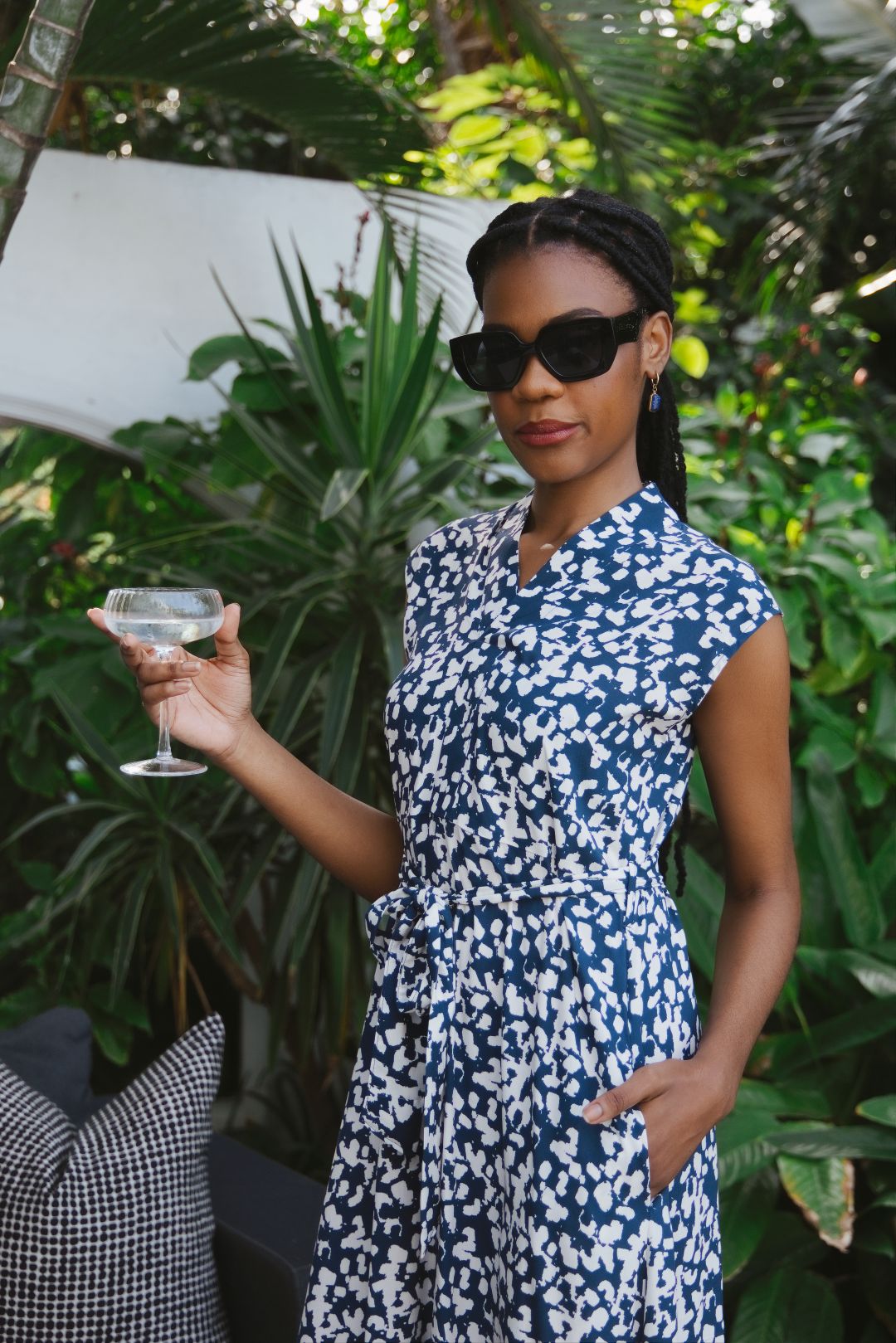 Sofia Dress Navy Splotch