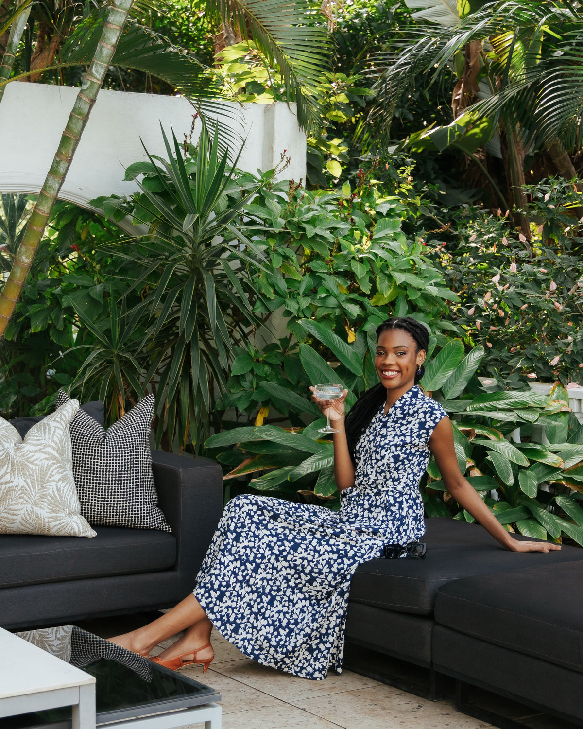 Sofia Dress Navy Splotch