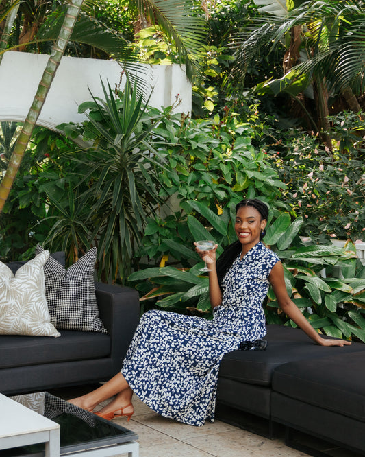Sofia Dress Navy Splotch
