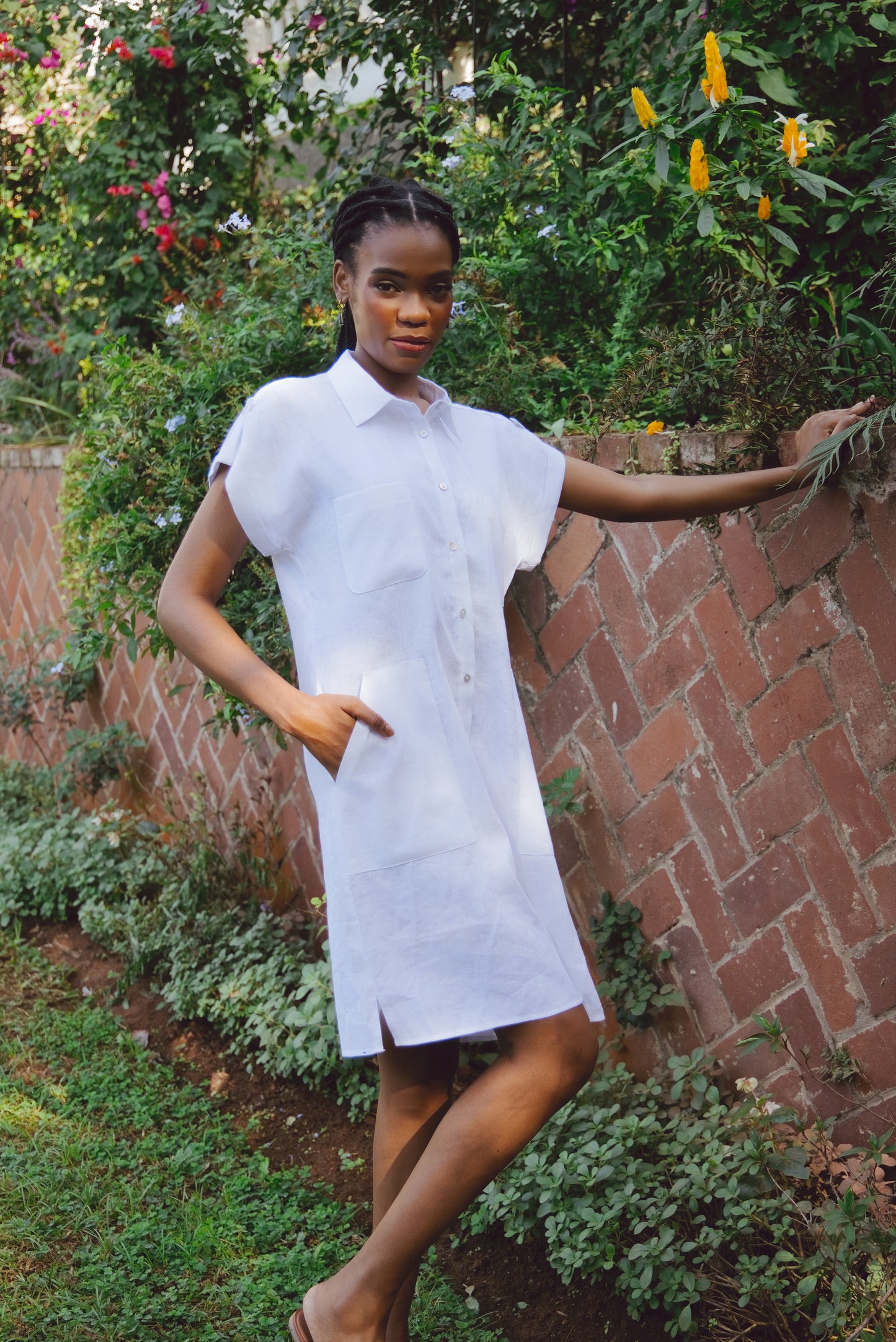 Amalfi Dress White Linen