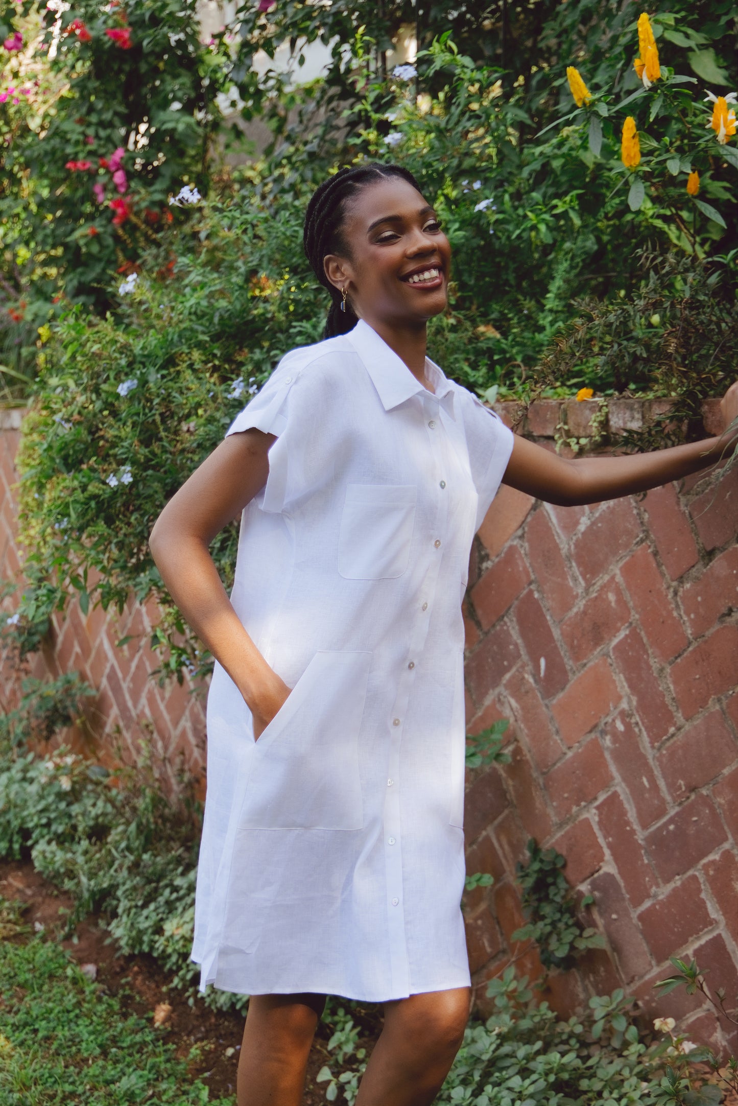 Amalfi Dress White Linen