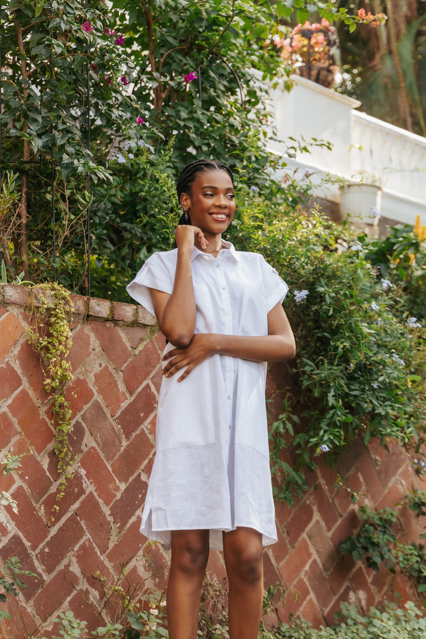 Amalfi Dress White Linen