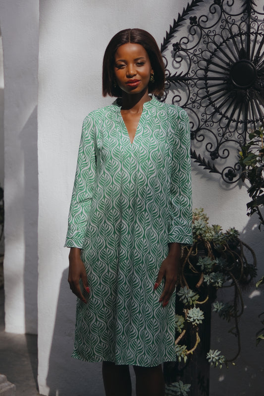 Spritz Dress Leafy Green Geo