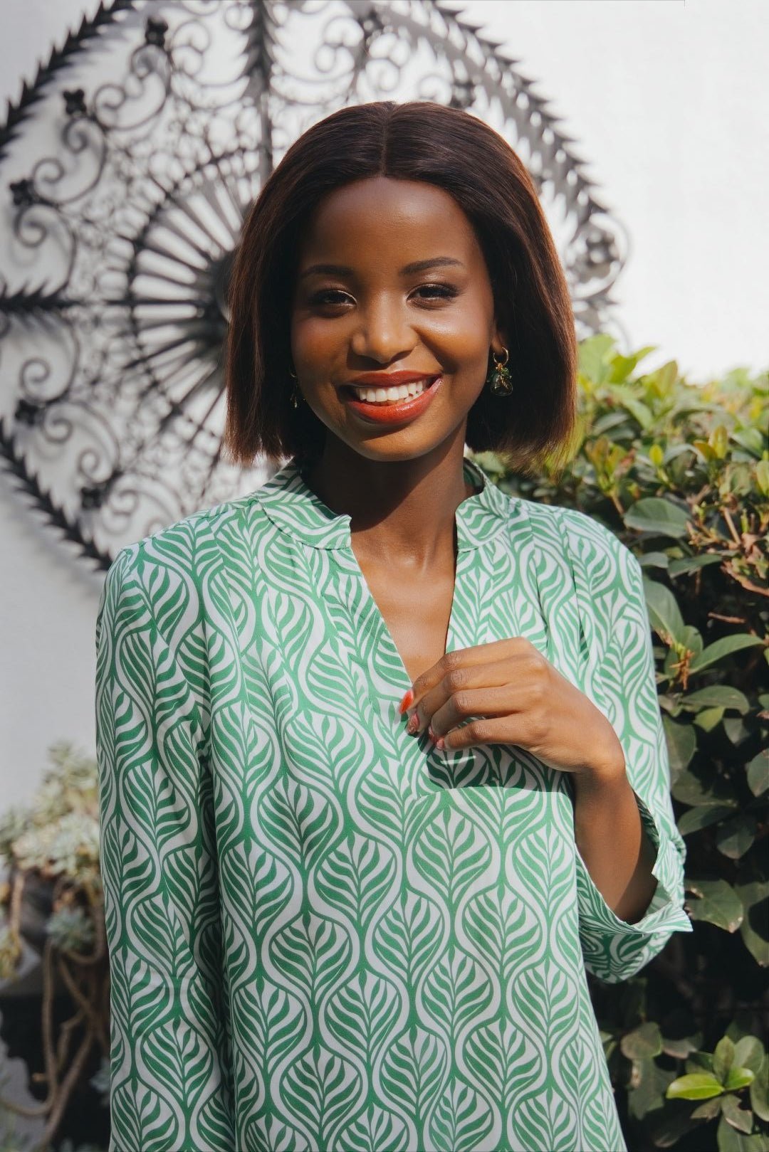 Spritz Dress Leafy Green Geo