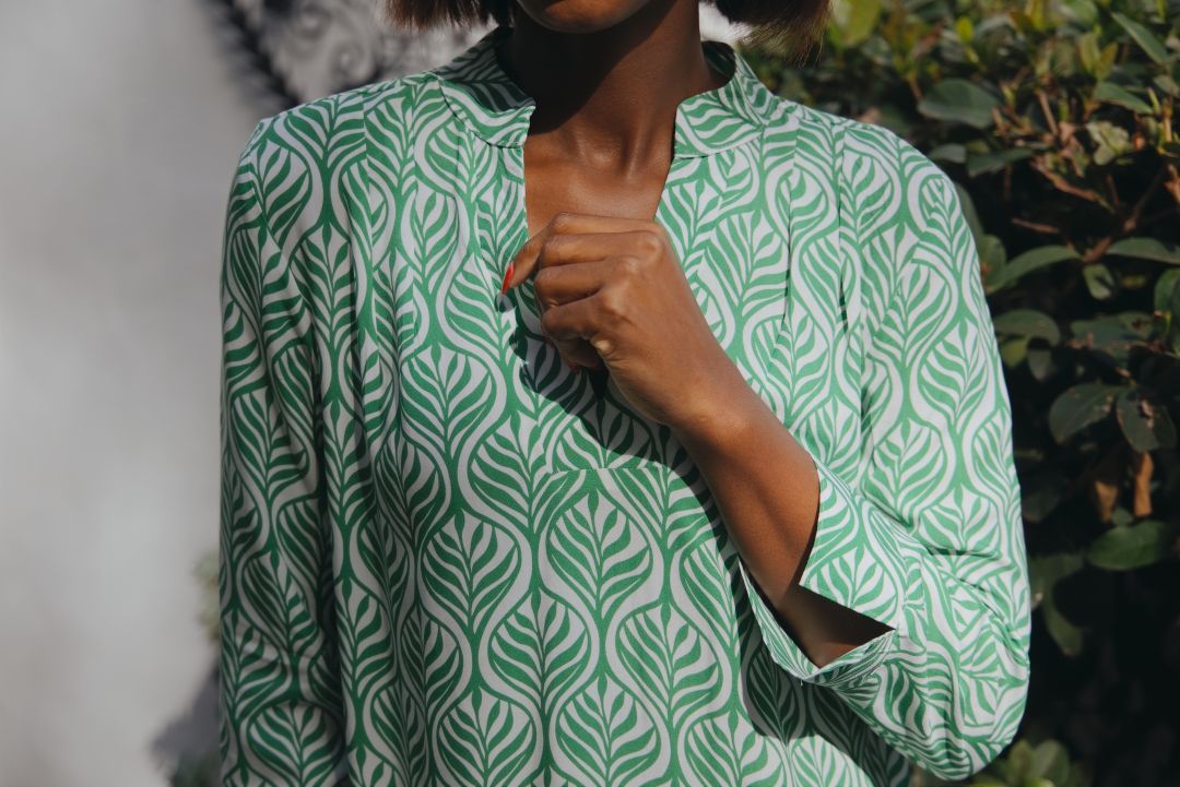 Spritz Dress Leafy Green Geo