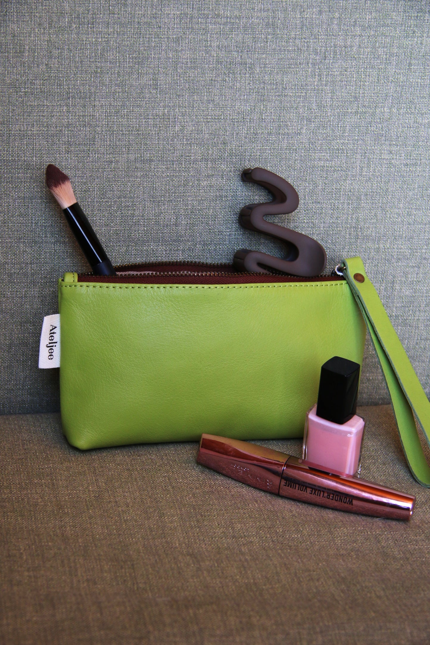 Mini Leather Pouch Lumo Lime