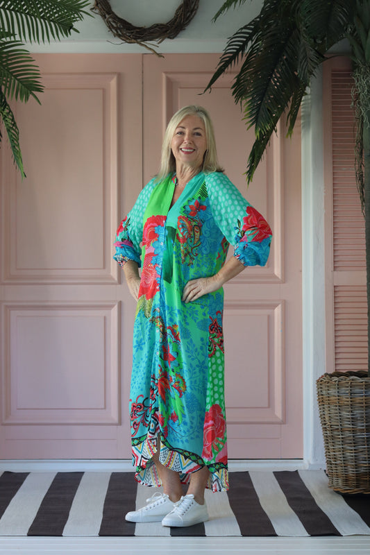 Arlene Dress Blue Green Boho