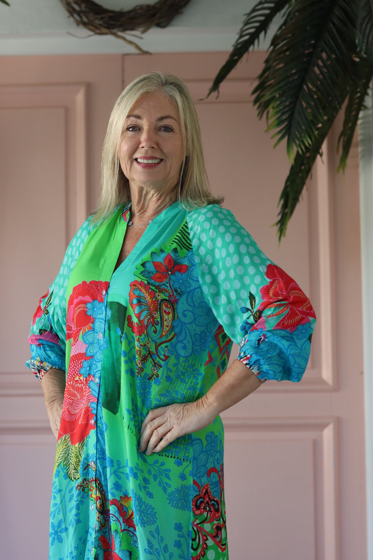 Arlene Dress Blue Green Boho