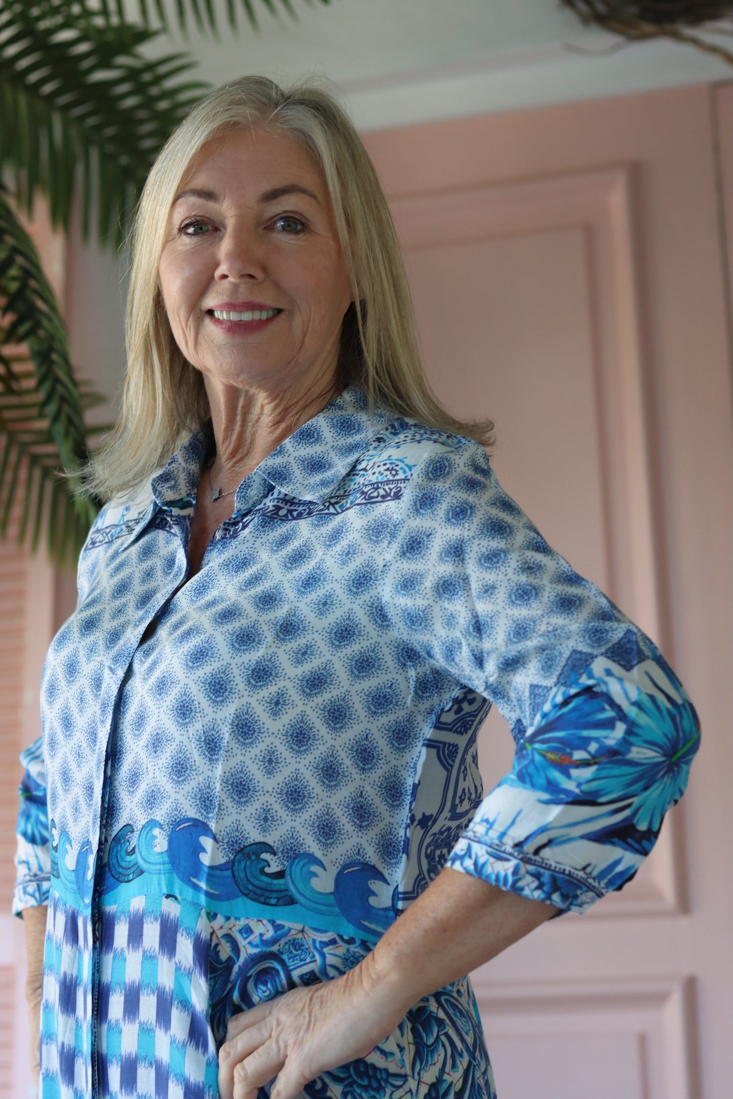 Gina Shirt Dress Mediterranean