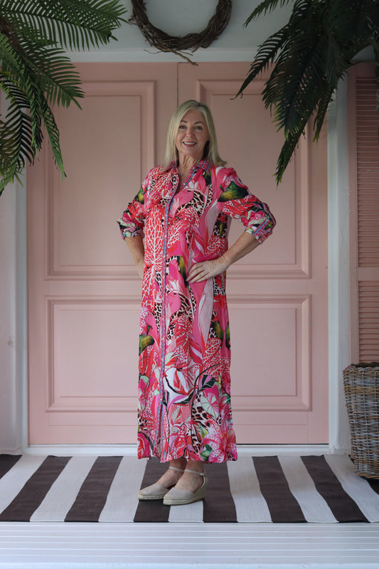 Maddison Dress Cerise Jungle
