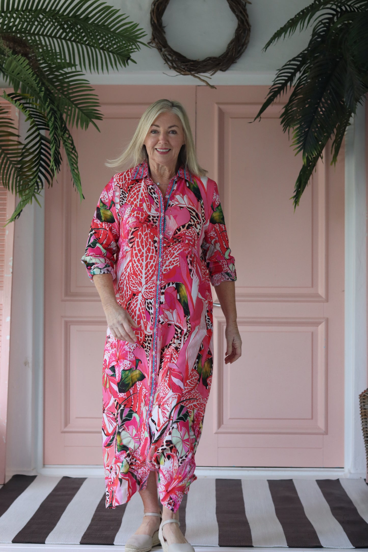 Maddison Dress Cerise Jungle