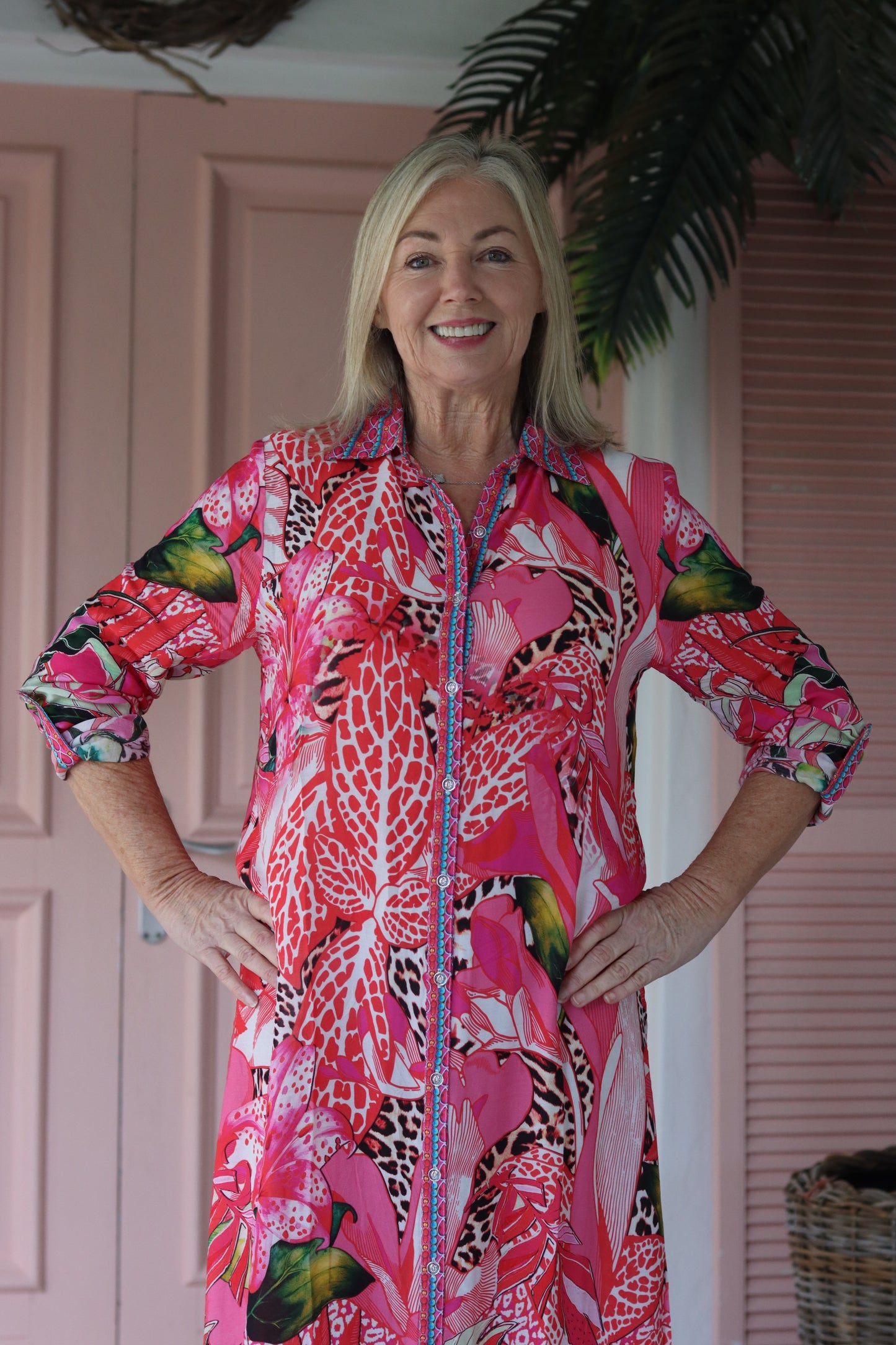 Maddison Dress Cerise Jungle