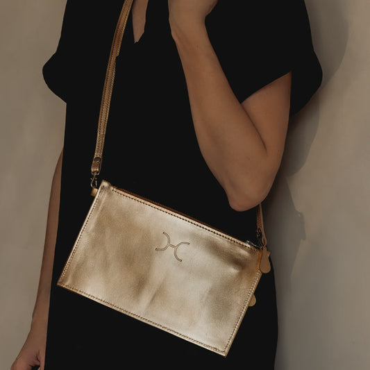 Jaynie Crossbody Sling Electric Gold Leather