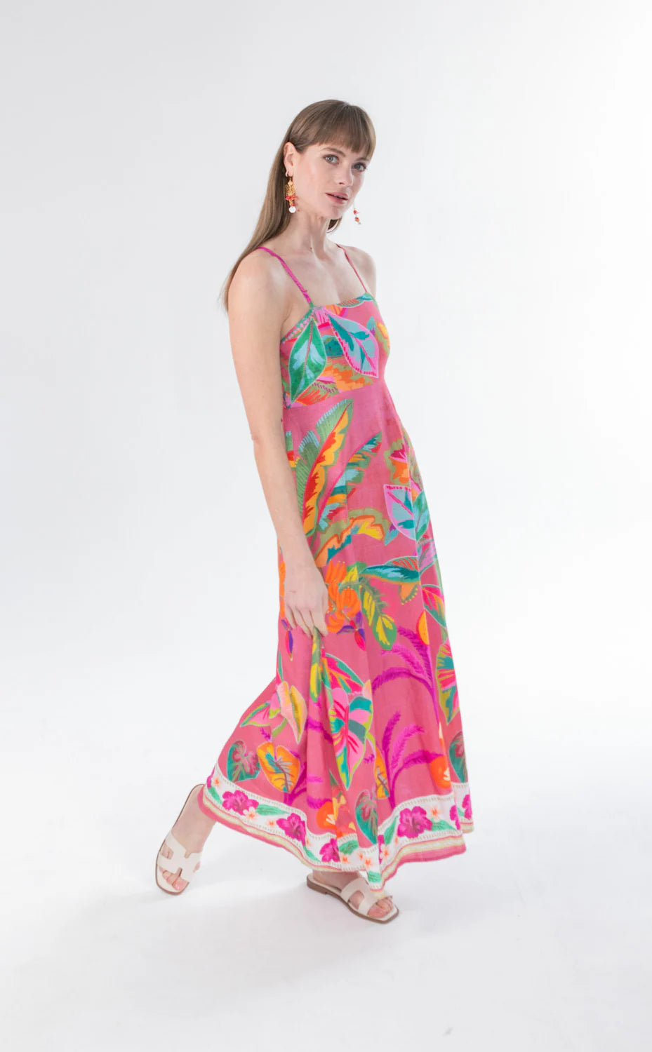 Calista Dress Pink Border Print