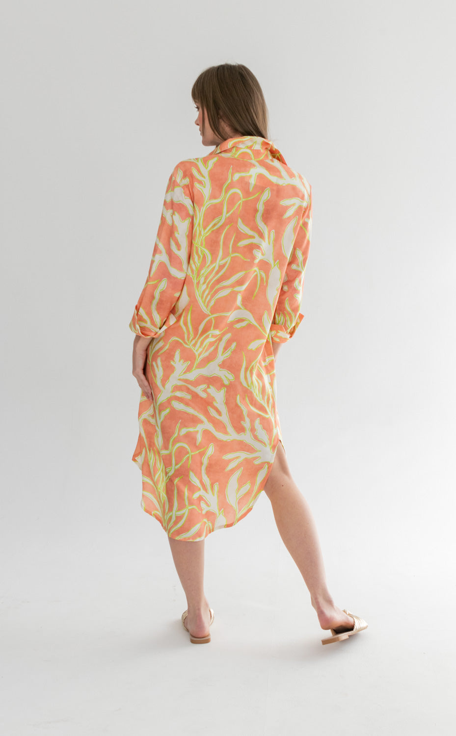 Evie Dress Lime Coral Print