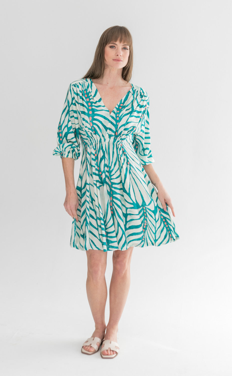 Arniston Short Dress Blue & Pink Dot