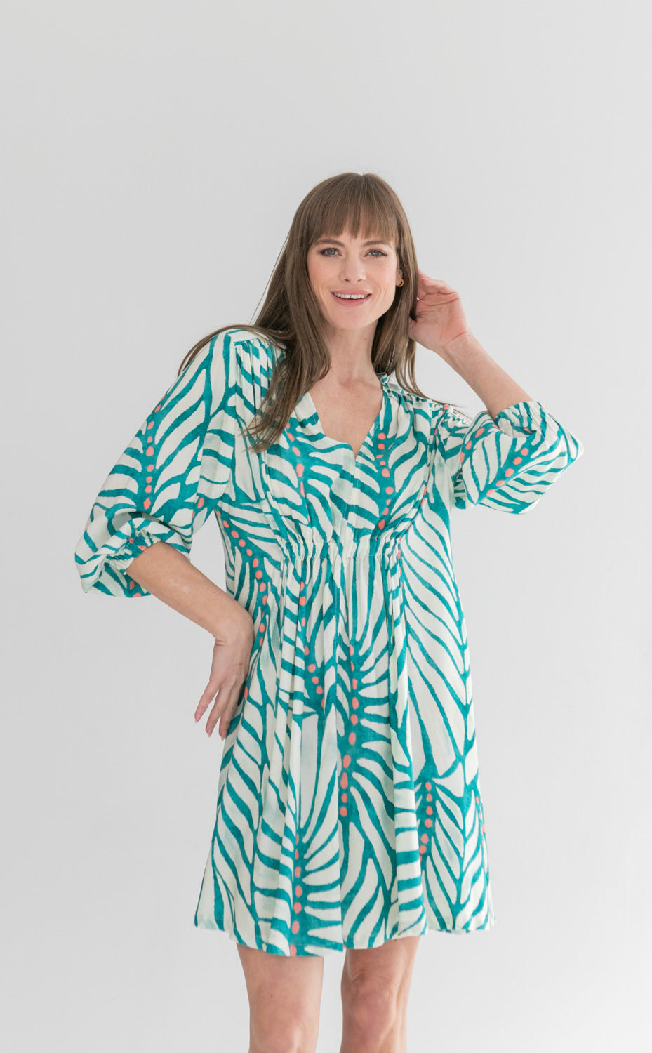 Arniston Short Dress Blue & Pink Dot