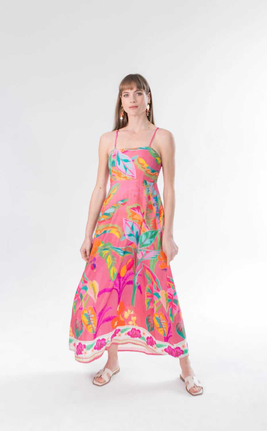 Calista Dress Pink Border Print