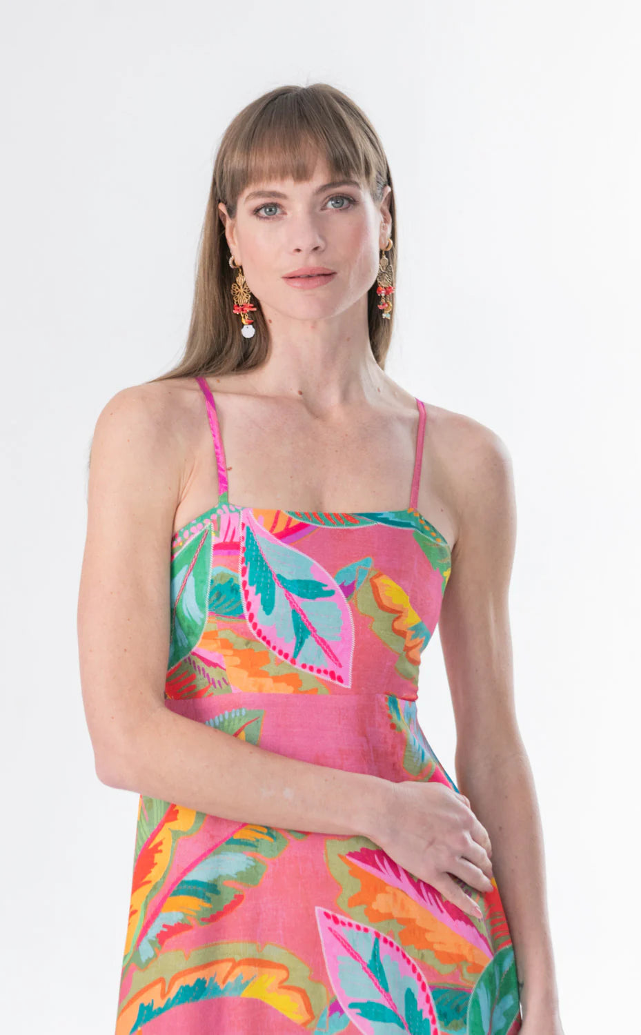 Calista Dress Pink Border Print