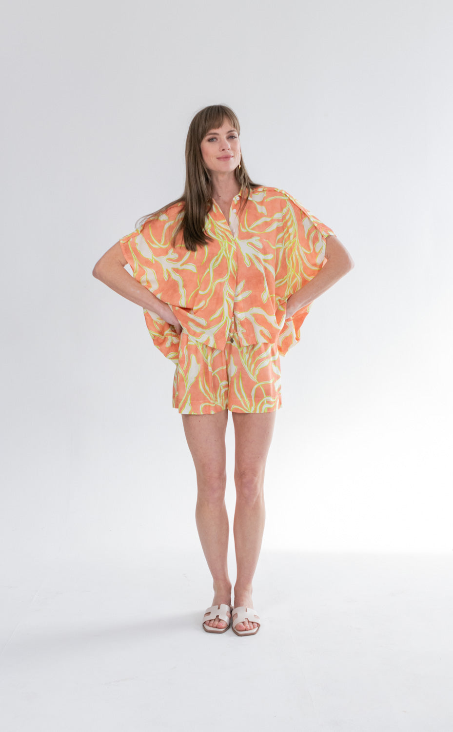 Mariam Blouse Lime Coral Print