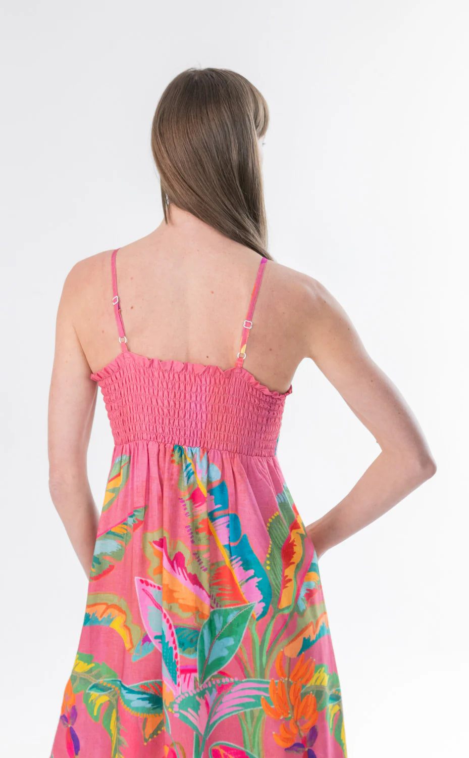 Calista Dress Pink Border Print