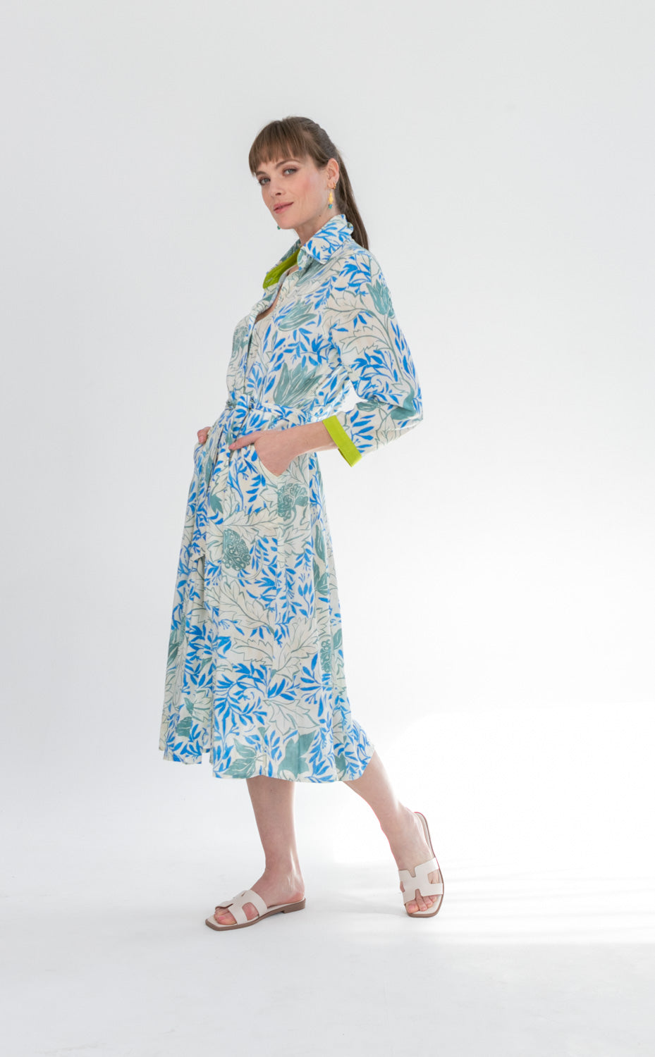 Delilah Dress Blue & Green Flower