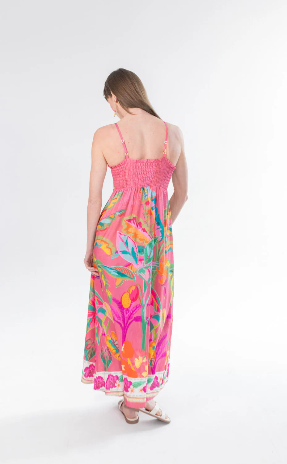 Calista Dress Pink Border Print