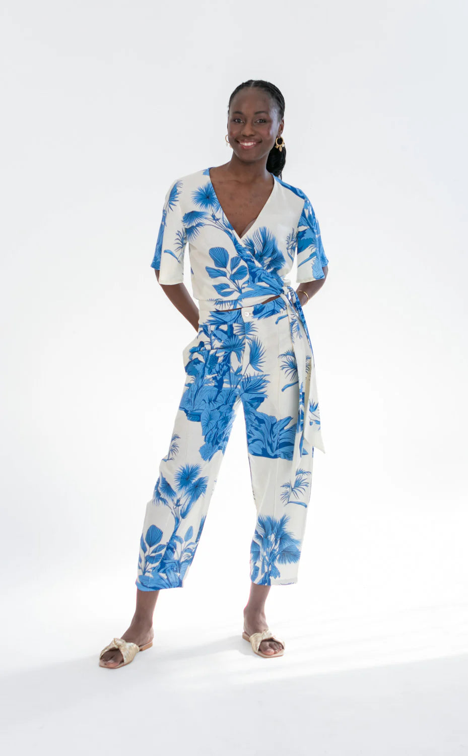 Vera Pants Blue Palm