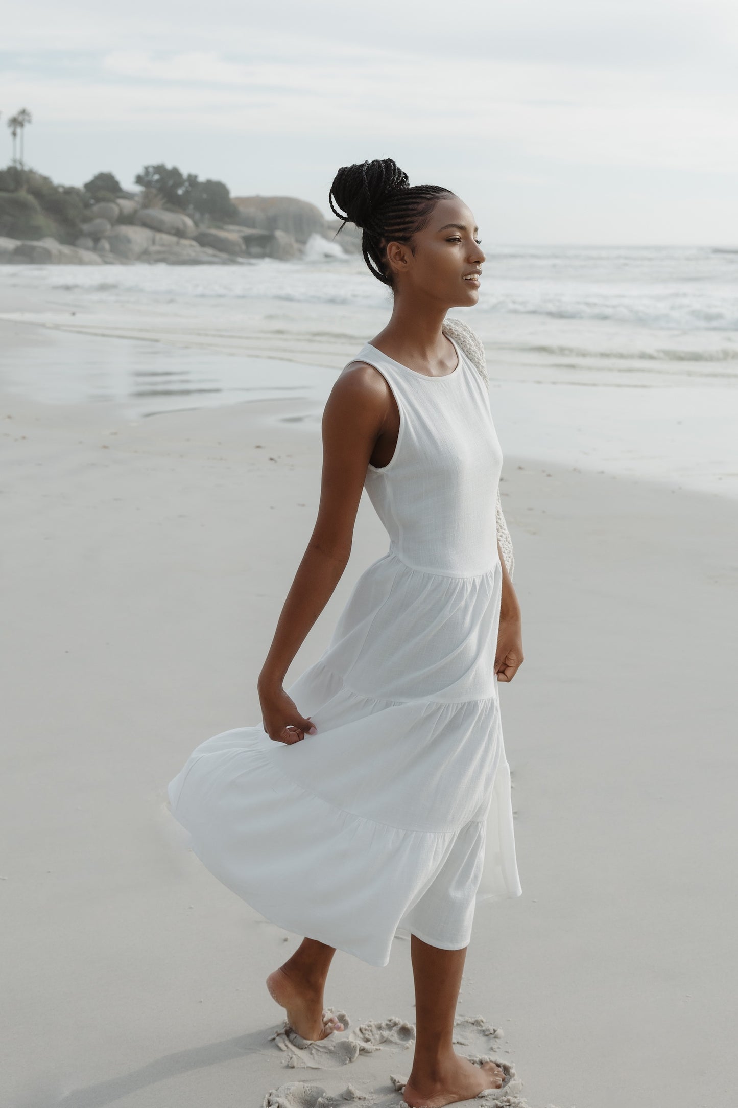 Long Paxos Dress Milk Linen