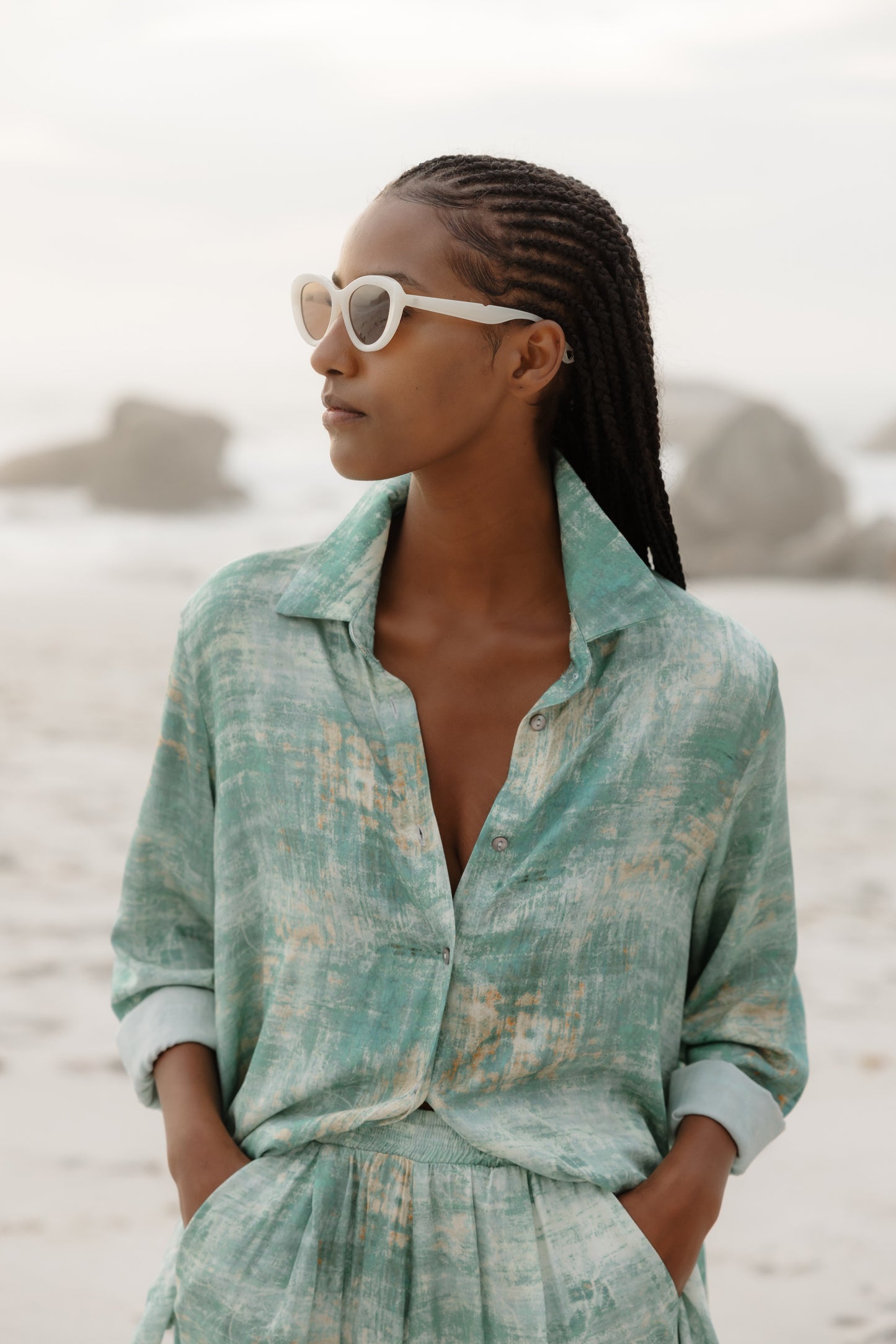 Santorini Boyfriend Shirt Seagreen