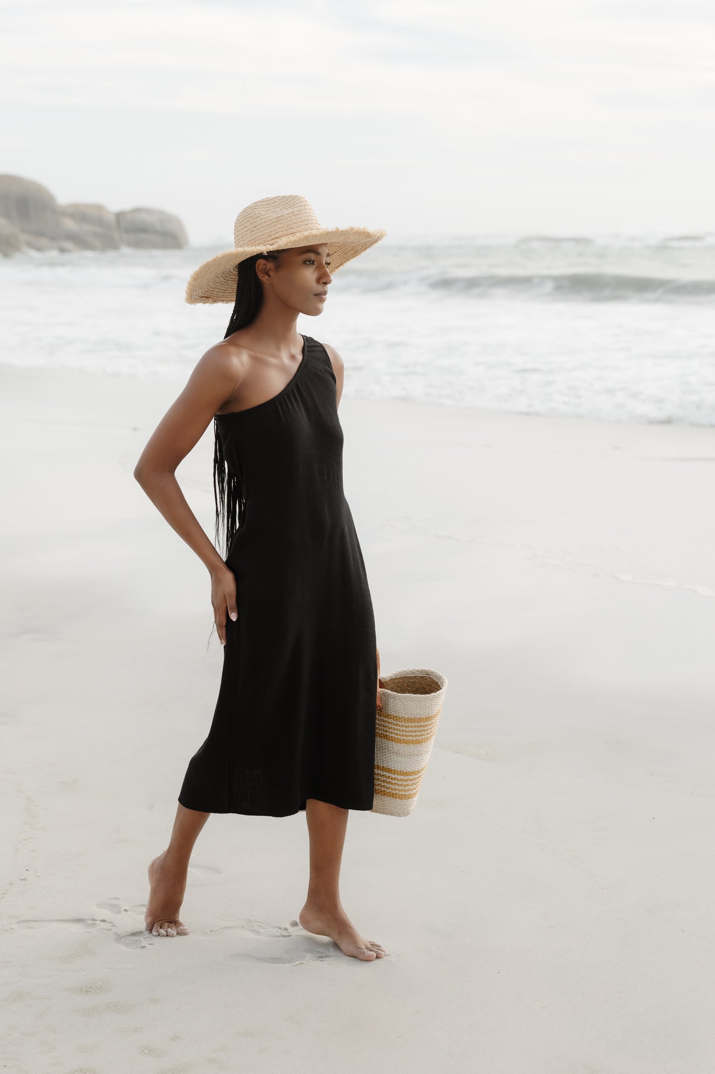 Santorini Cold Shoulder Dress Black