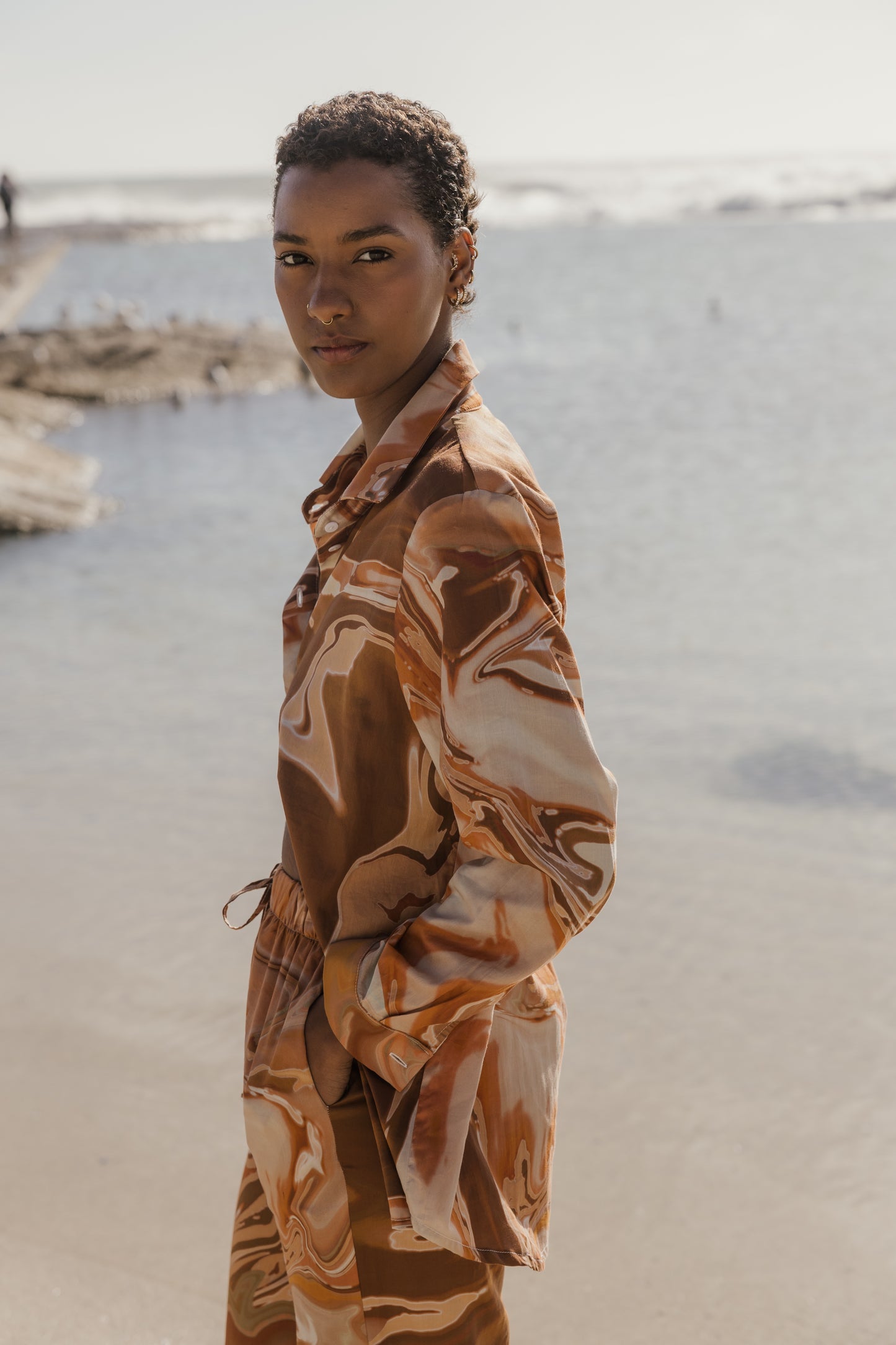 Santorini Boyfriend Shirt Chai Latte