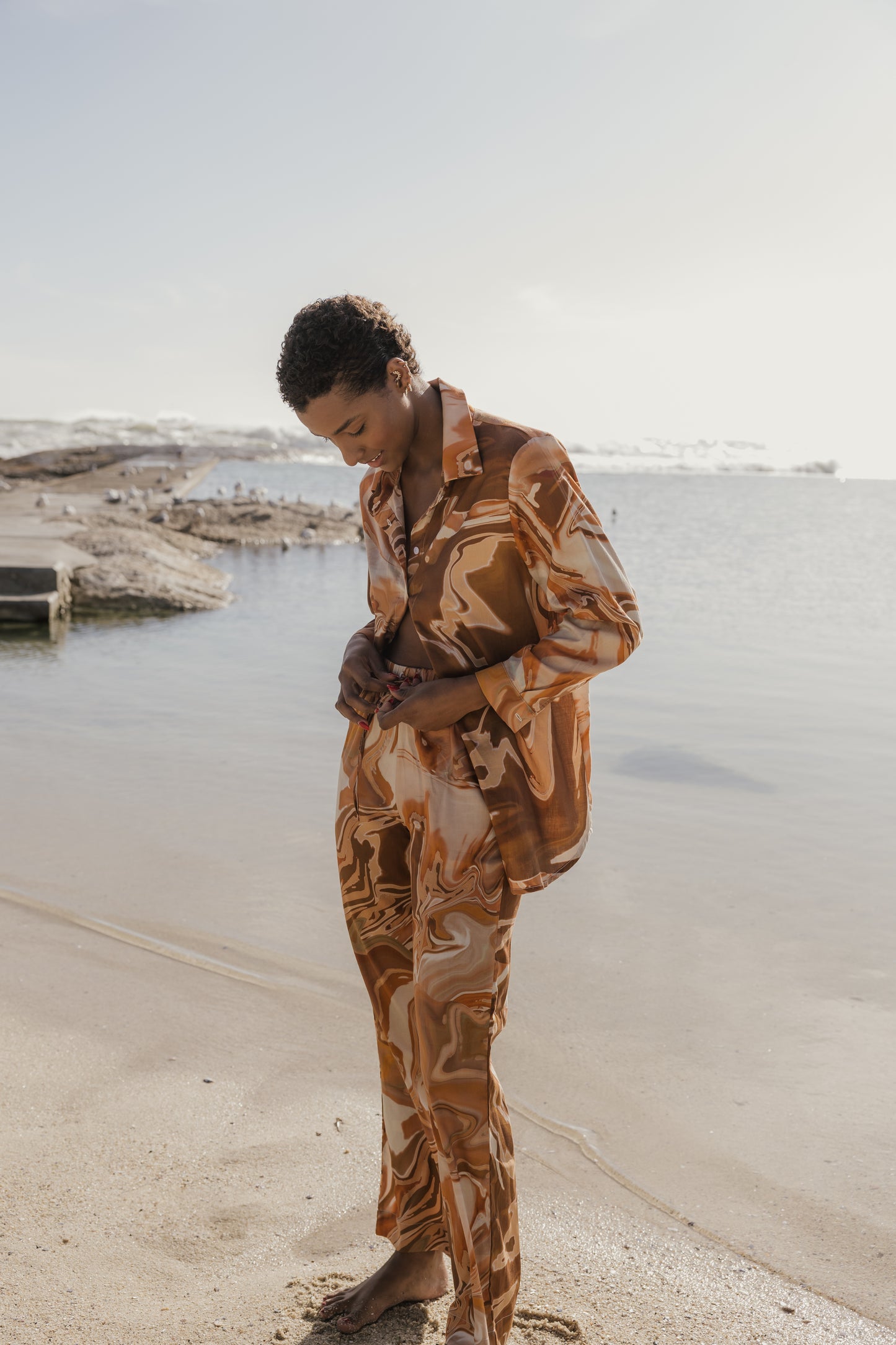 Santorini Boyfriend Shirt Chai Latte