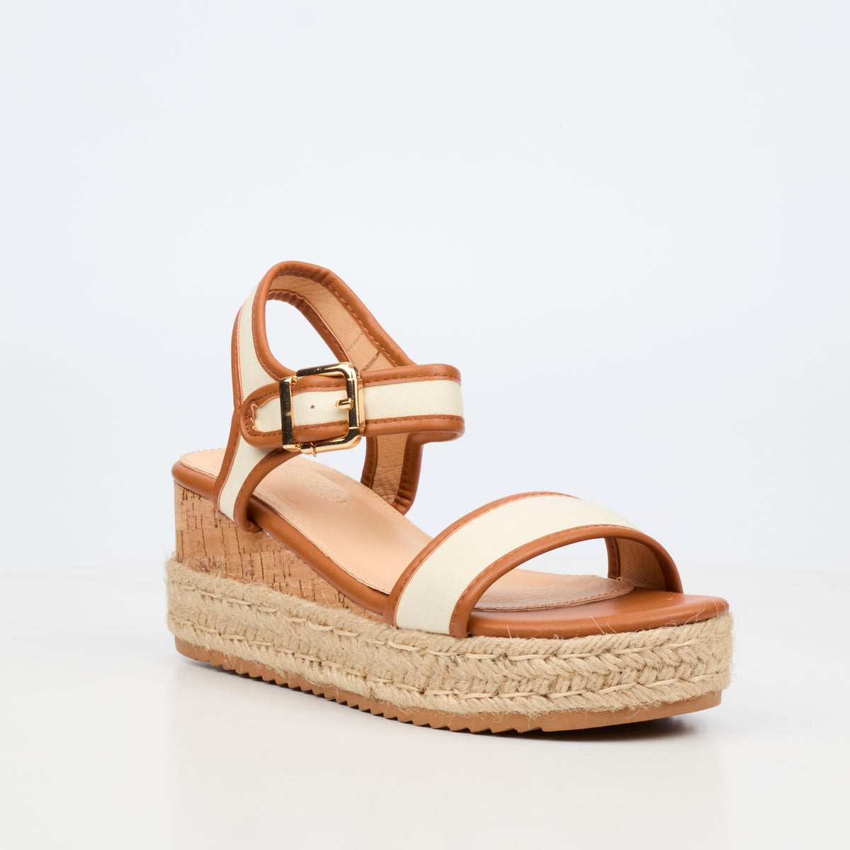 Steffi Wedge Sandals Cream/Tan