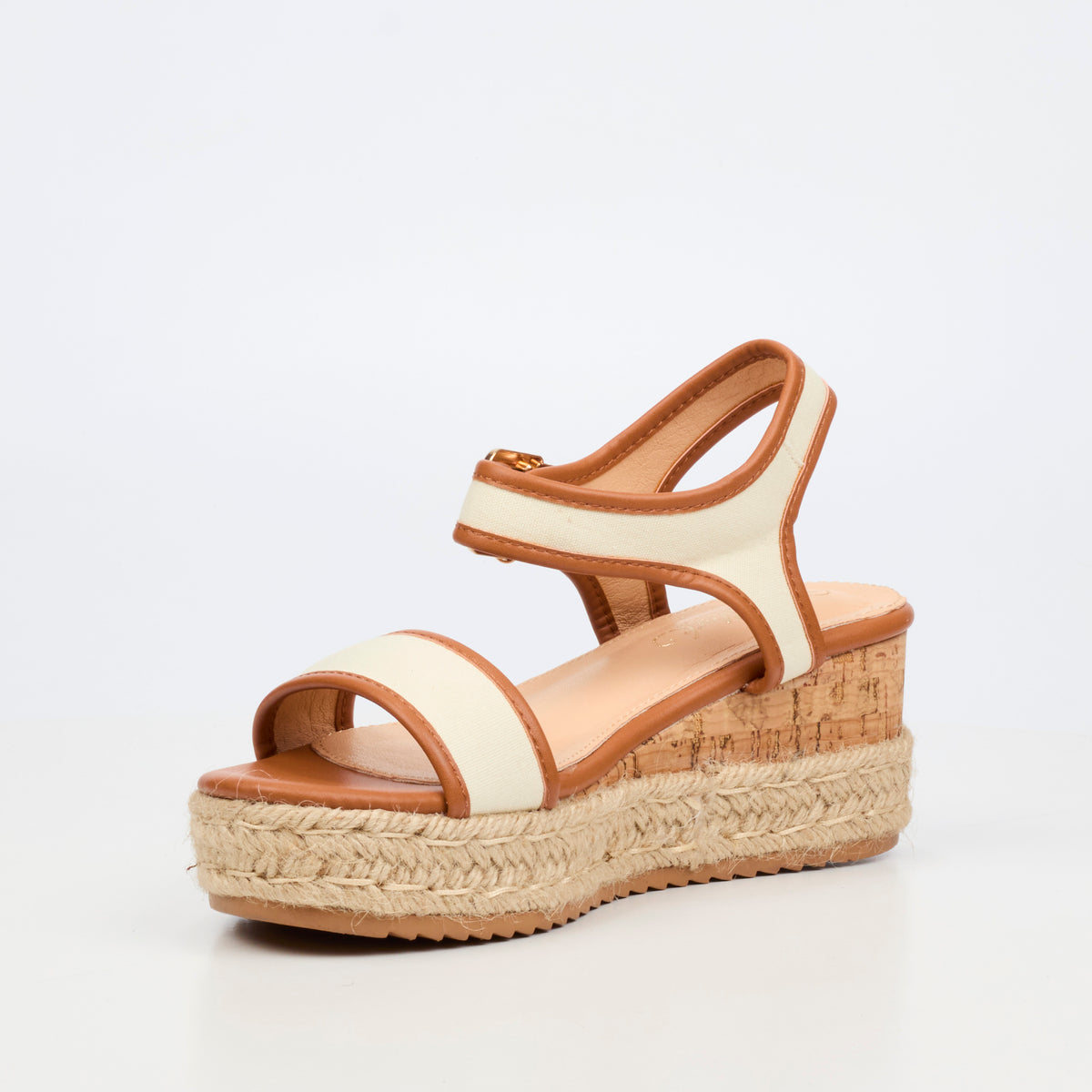 Steffi Wedge Sandals Cream/Tan