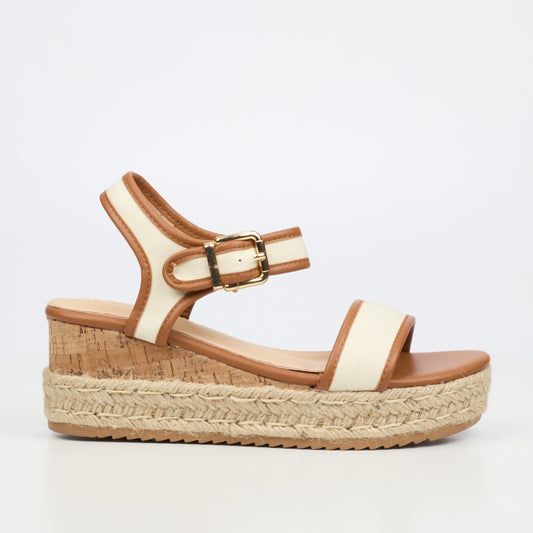 Steffi Wedge Sandals Cream/Tan