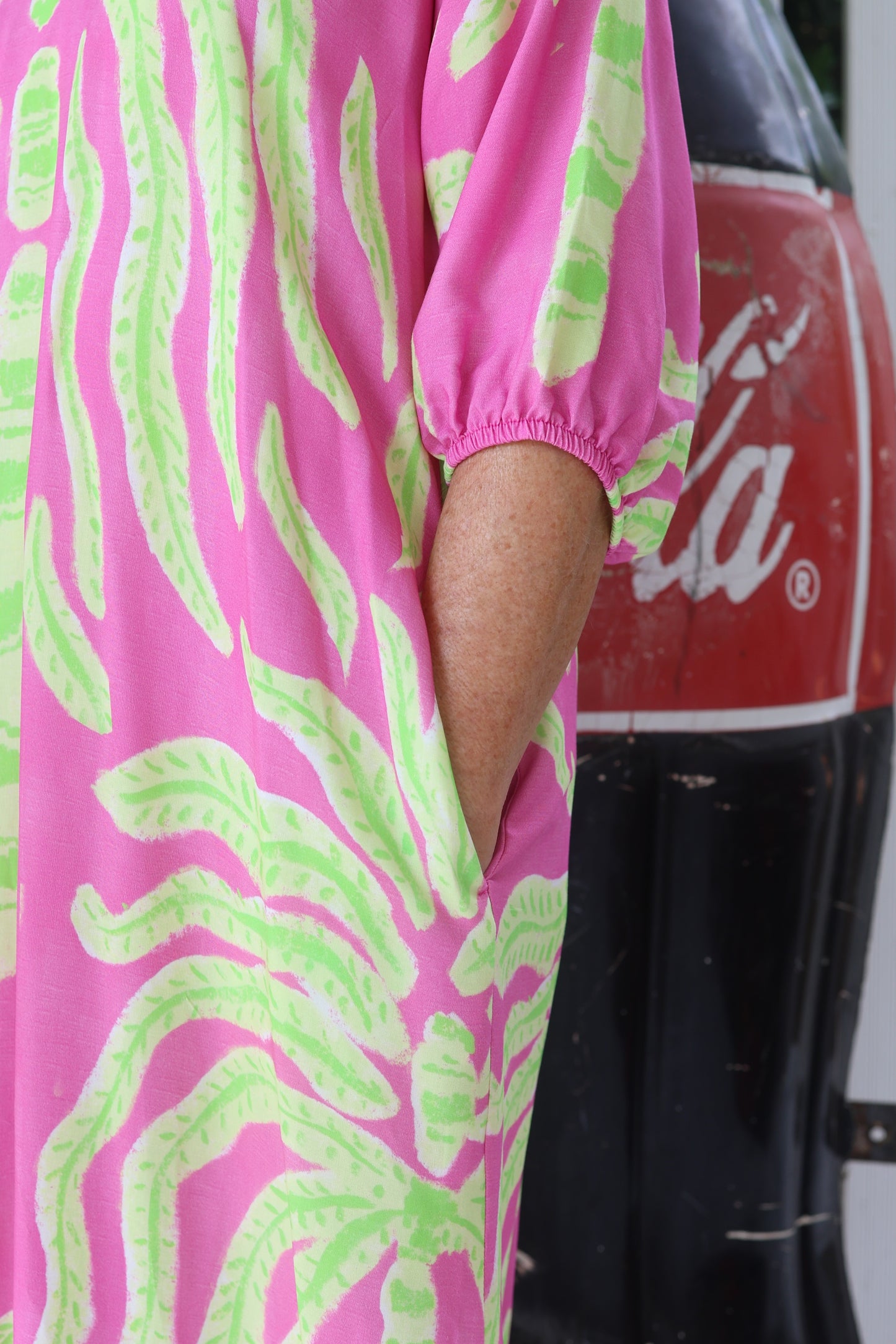 Bianca Raglan Dress Pink Palm